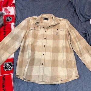 Carhartt Men's Casual Button Down Shirt - Beige Plaid